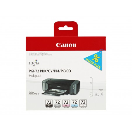 Canon PGI-72 - Pack de 5 - noire photo, gris, cyan photo, magenta photo, optimiseur de couleurs - original - cartouche d'encre Canon PGI-72 - Pack de 5 - noire photo, gris, cyan photo, magenta photo, optimiseur de couleurs - original - cartouche d'encre
