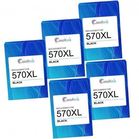 Cartouche d'encre équivalent à Canon PGI570XL Pack de 5 Noir