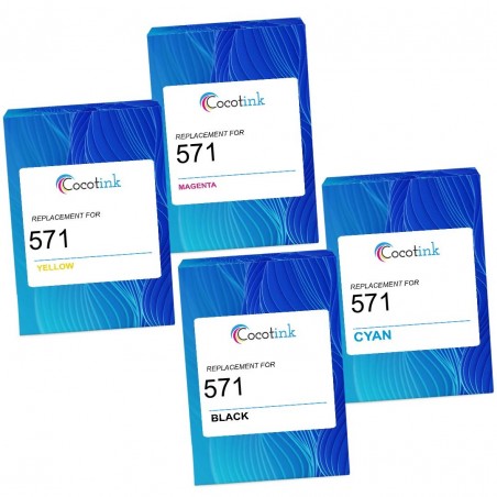Cartouche d'encre équivalent à Canon Multipack CLI 571 Pack de 4 Noir , Cyan , Magenta , Jaune