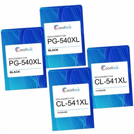 Pack de 4 Canon PG-540XL CL-541XL cartouches d'encre compatibles Pack de 4 Canon PG-540XL CL-541XL cartouches d'encre compatibles