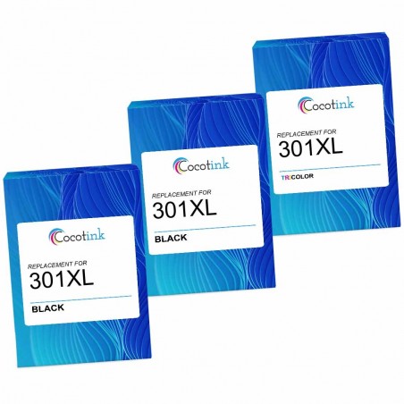 Pack de 3 HP 301XL cartouches d'encre compatibles Pack de 3 HP 301XL cartouches d'encre compatibles