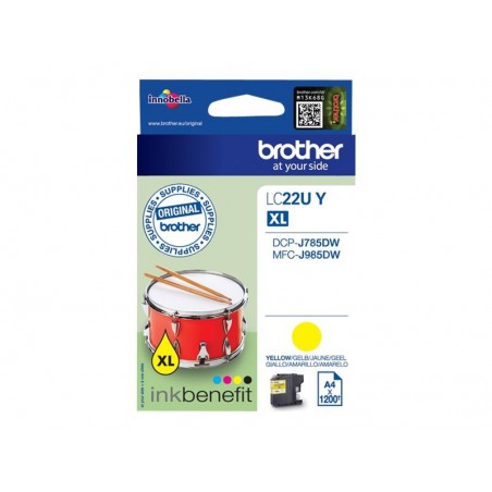 Brother LC22U - à rendement élevé - jaune - originale - cartouche d'encre Brother LC22U - à rendement élevé - jaune - originale - cartouche d'encre